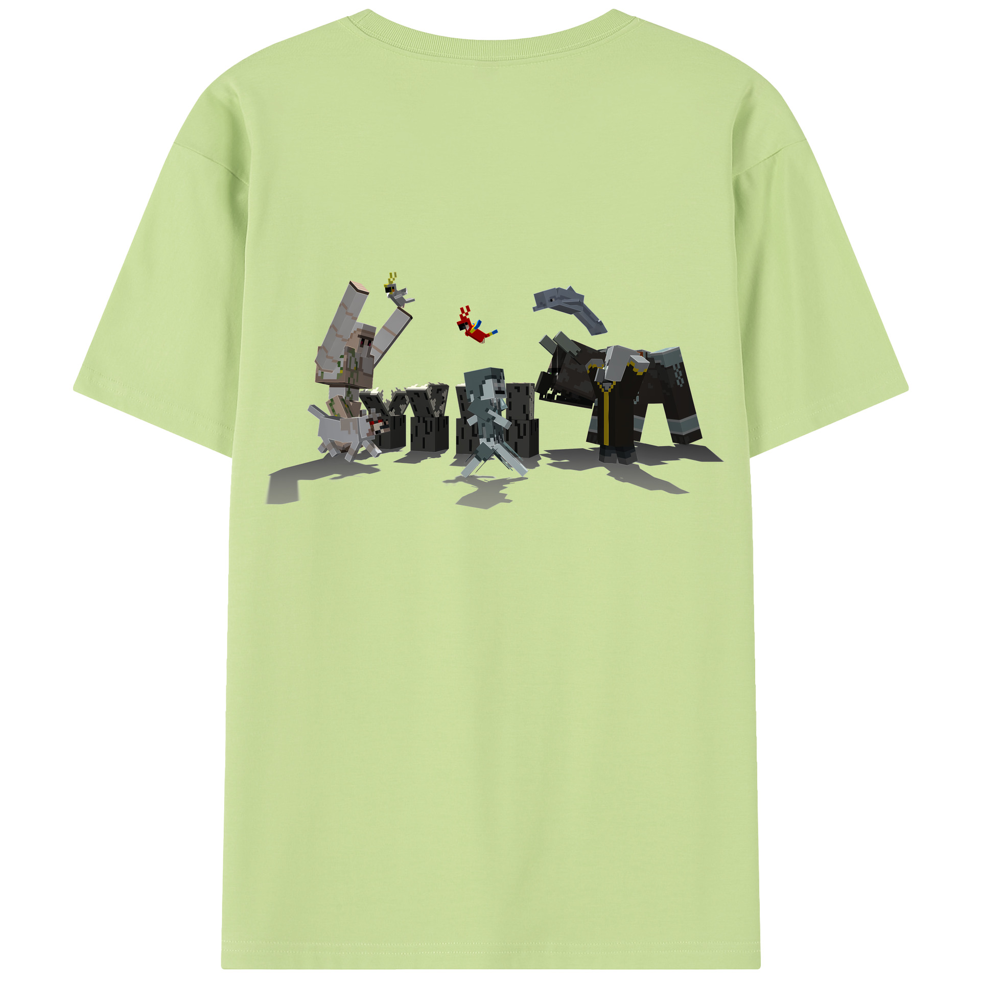 （画像用） マインクラフト ブロックの世界 Minecraft MC Block world 綿100％半袖Tシャツ（背面プリント）